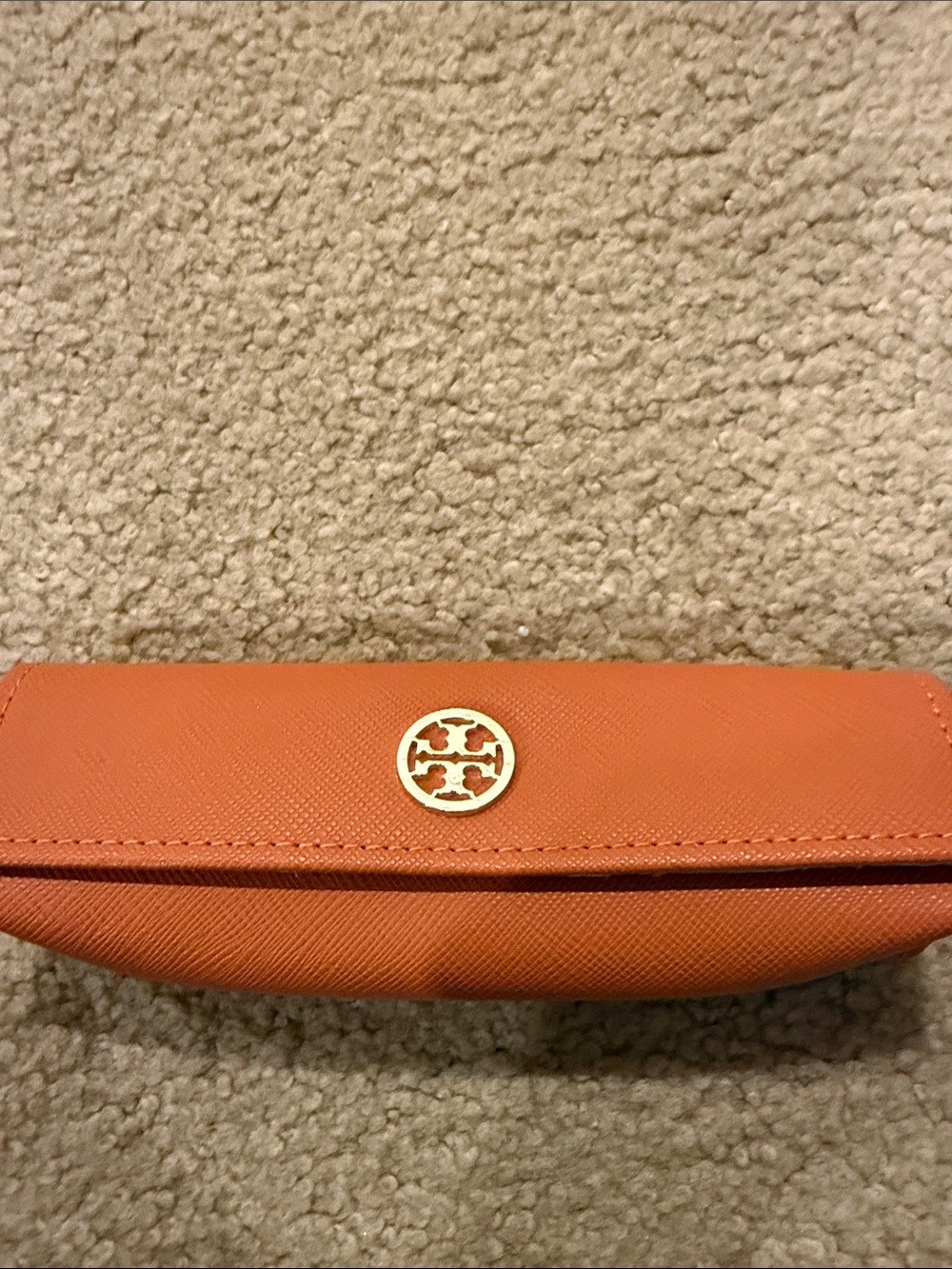 Tory Burch Saffiano Leather Eyeglass Case Orange